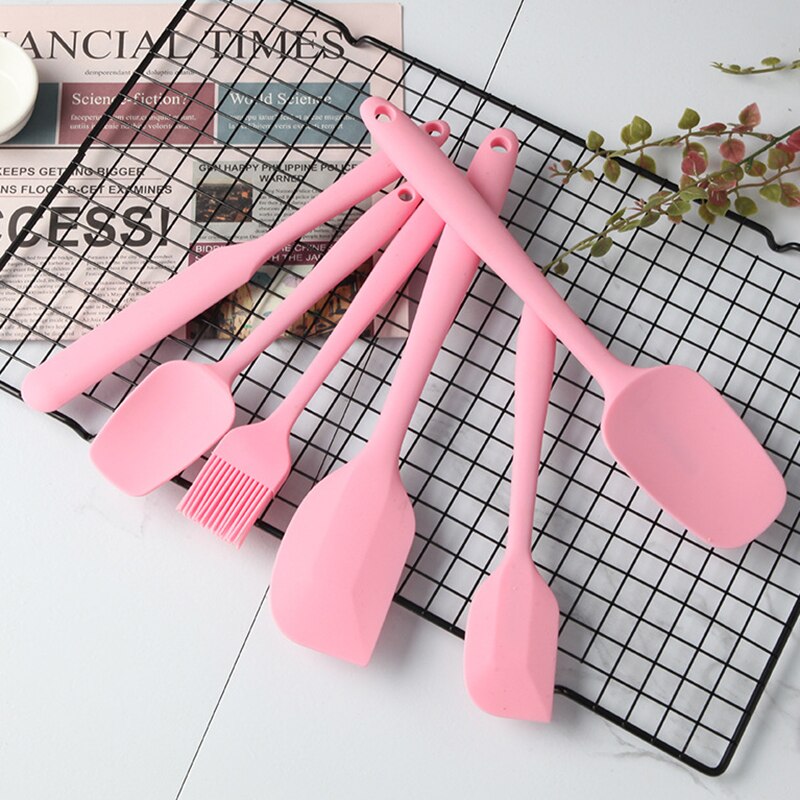 ชุด ไม้พาย ซิลิโคน 6 ชิ้น/เซ็ต silcone spatula set  **สีชมพู**